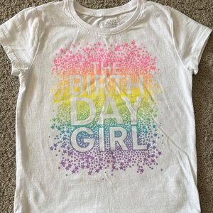 The Children's Place White Birthday Girl T-Shirt Girls Size 5/6